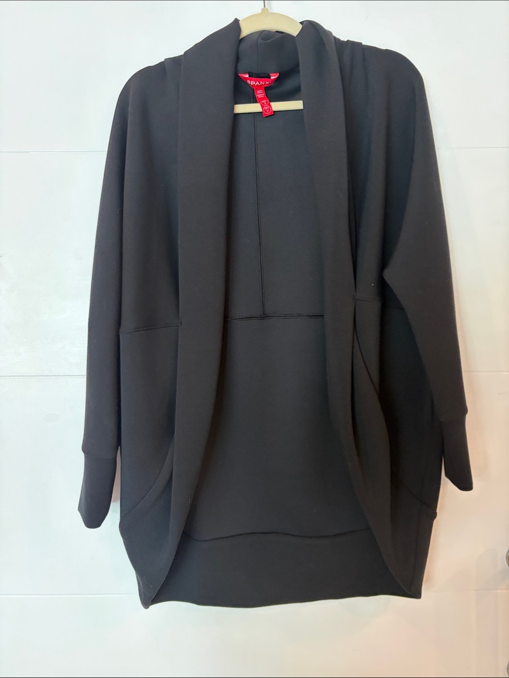 SPANX Black Open-Front Draped Cardigan Airessientials